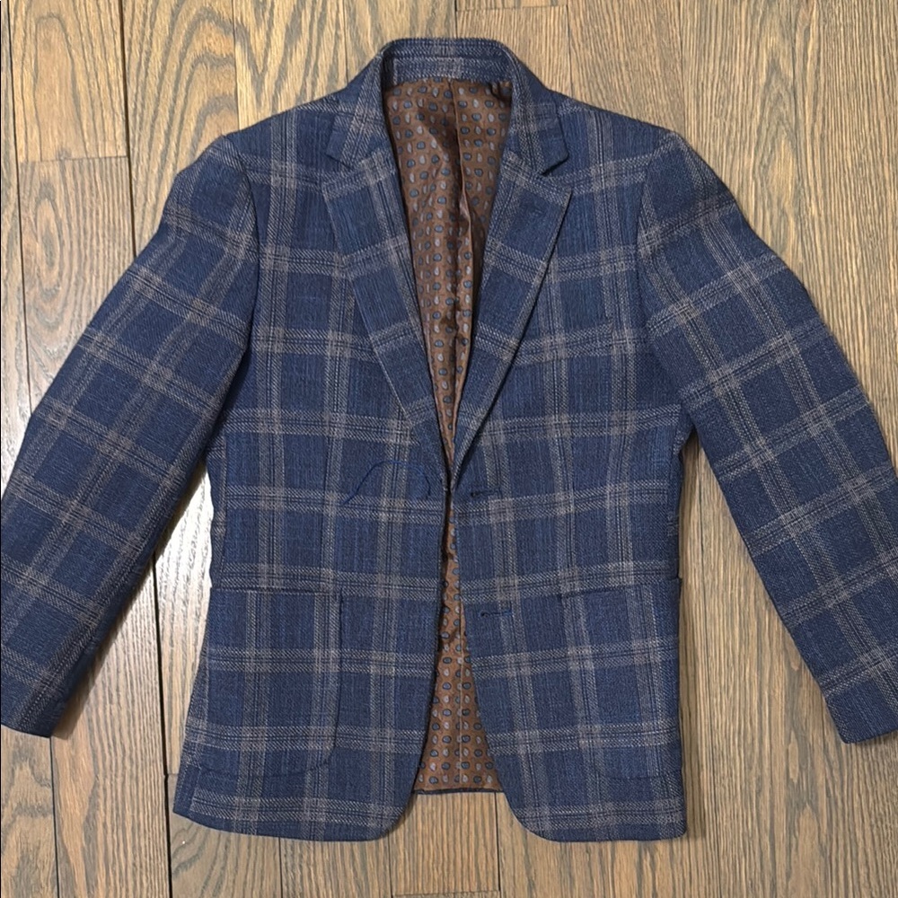 Men's Blue Plaid Blazer